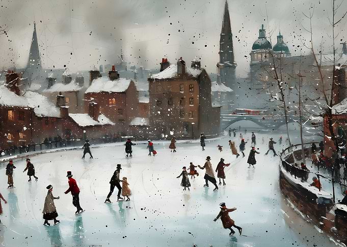 Victorian Ice Skating Scene