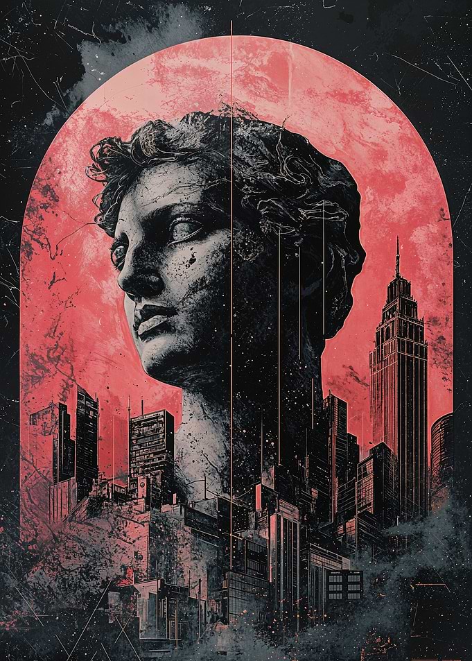 Cityscape with Statue