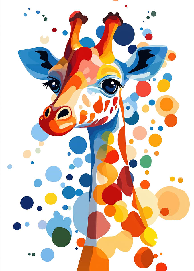Colorful Giraffe Portrait