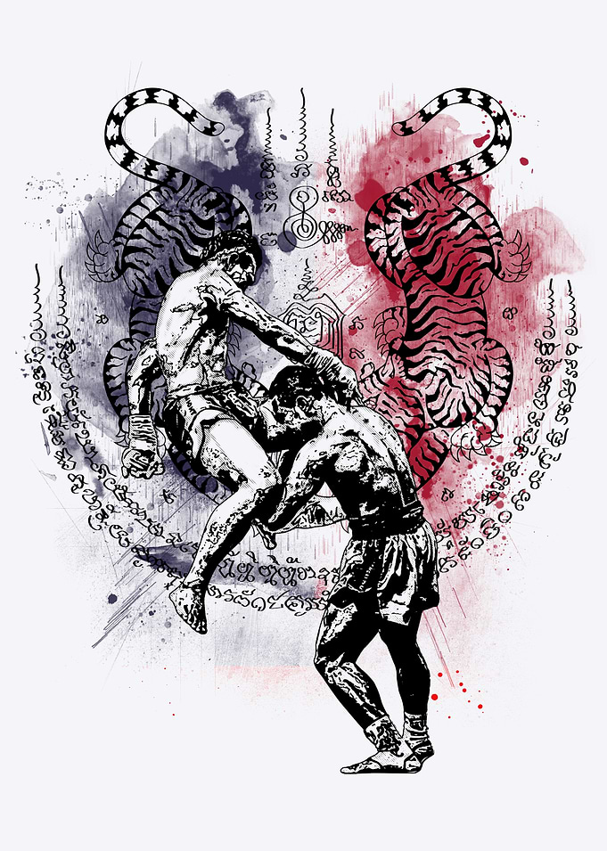 Thai Fighters Abstract Sak Yant Tigers