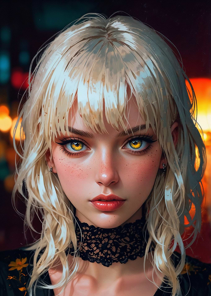 Blonde Woman with Yellow Eyes - Abby