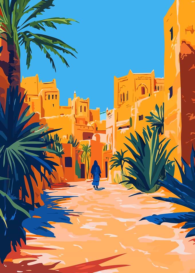 Morocco Desert Town Minimalist Art