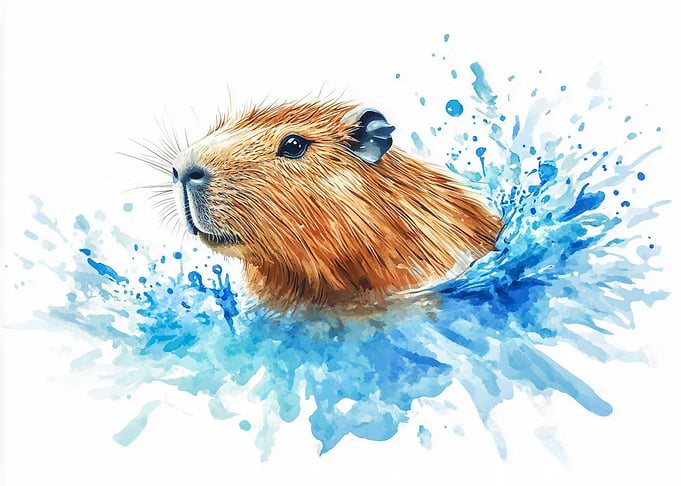 Capybara Watercolor Splash