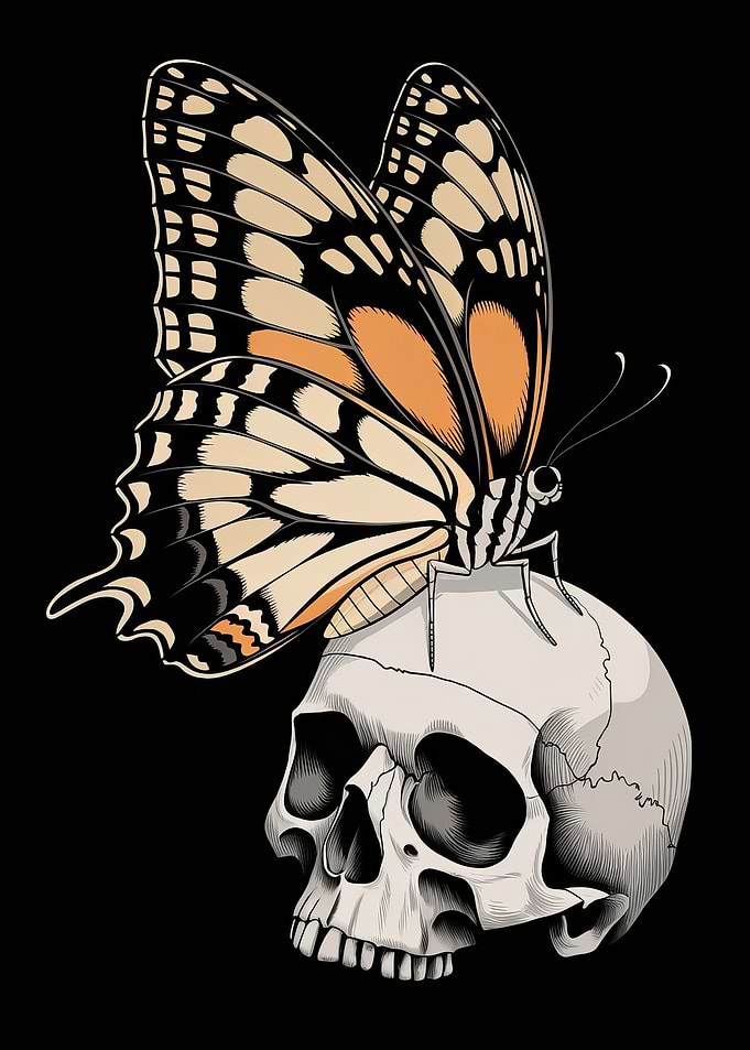 Butterfly on Skull Halloween Dark