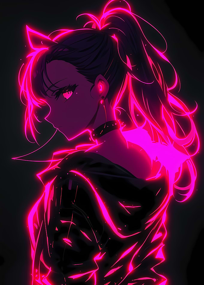 Anime Girl Neon Glow