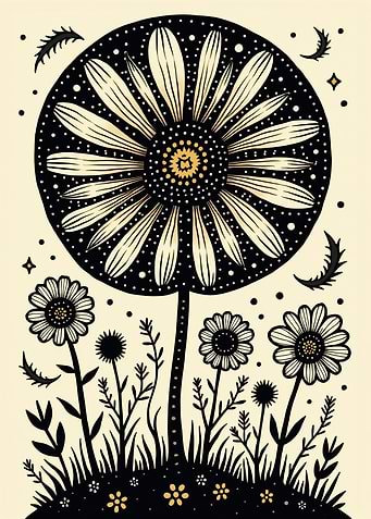 Golden Silver Daisy Dreamscape