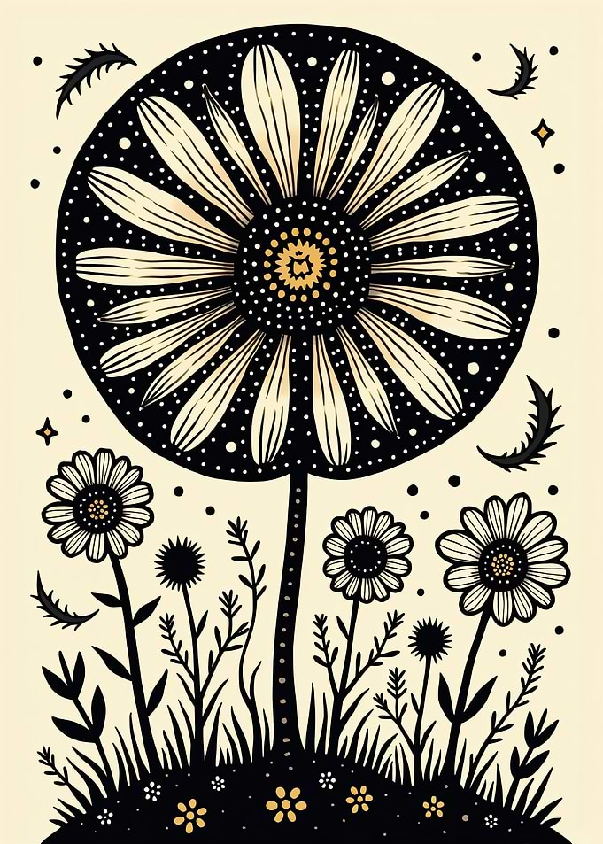 Golden Silver Daisy Dreamscape