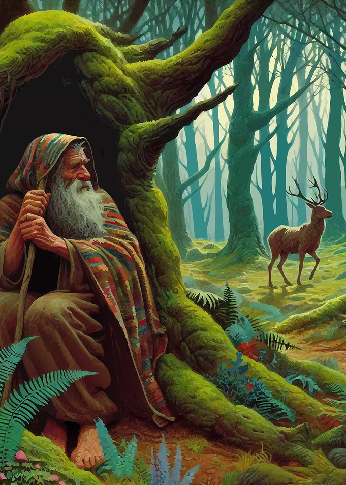 Fantasy Hermit in the Forest
