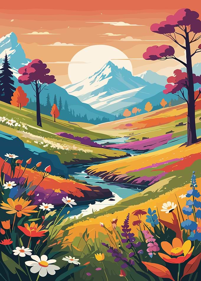 Mountain Valley Sunset