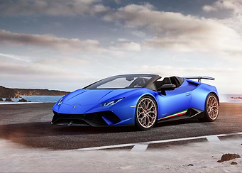 Blue Lamborghini Huracan Spyder
