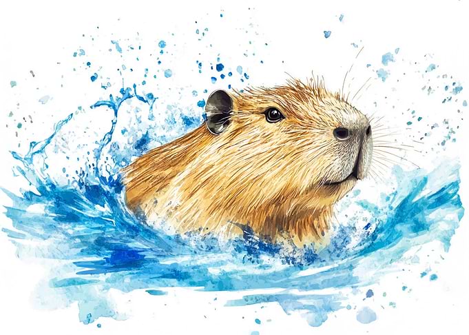 Capybara Watercolor Art