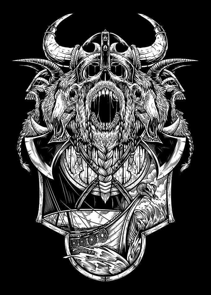 Viking Skull & Ship