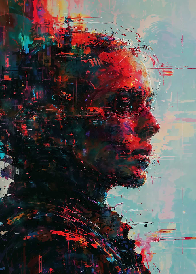 Women Abstract Portrait in Red