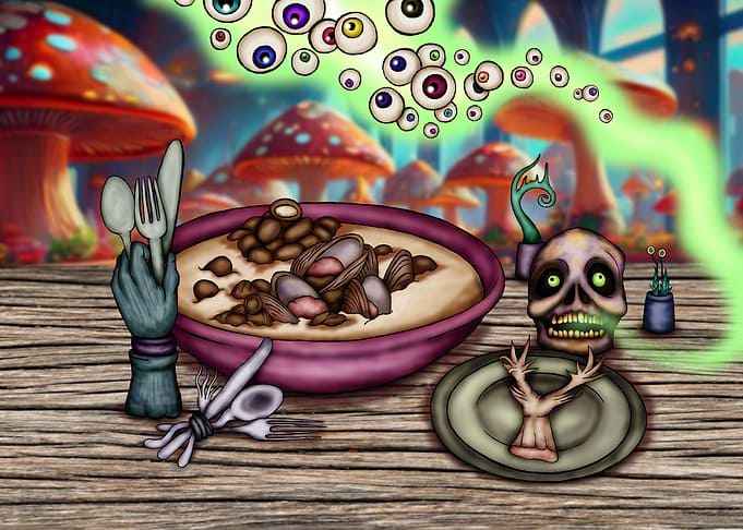 Surreal Dinner with Eyes