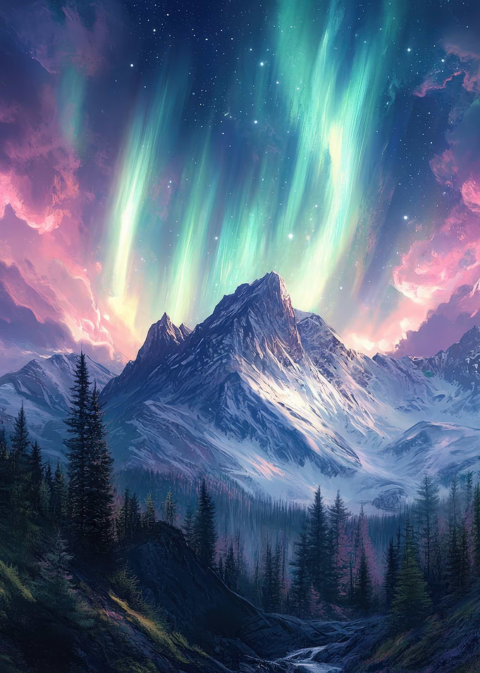 Northern Lights Mountainscape
