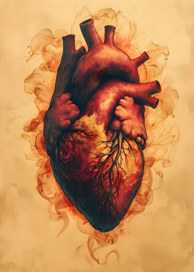 Vintage Red Heart Anatomy