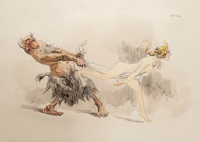 Mythological Creature Grabbing Woman