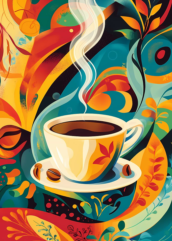 Coffee Cup with Floral Design