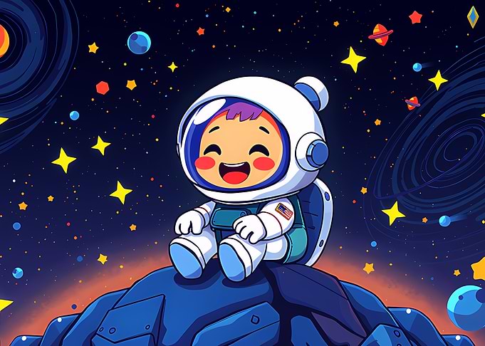 Smiling Astronaut in Space