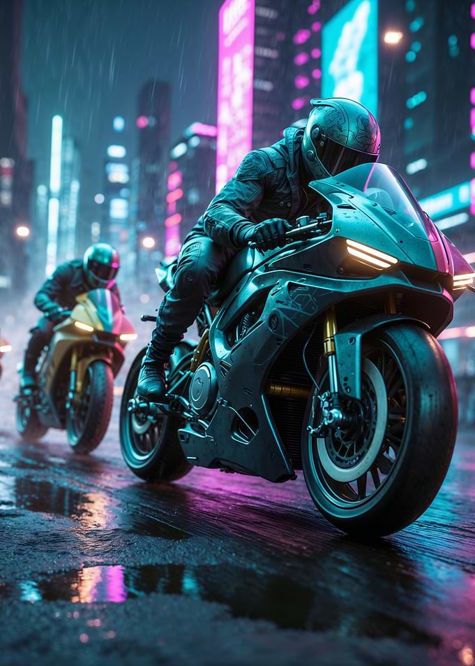Cyberpunk Motorcycle Riders
