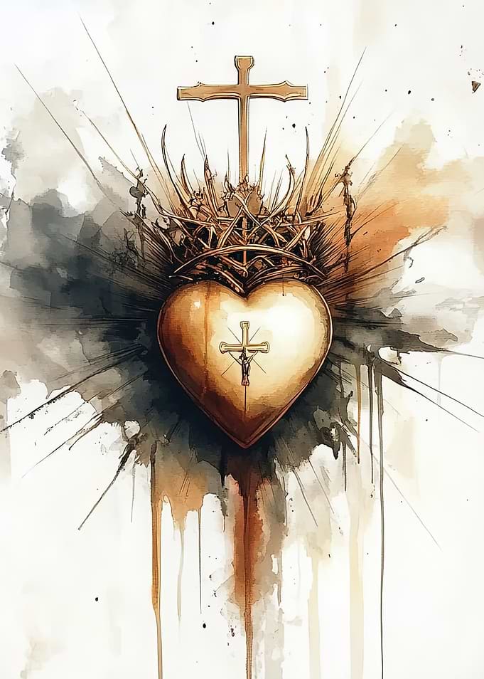 Sacred Heart with Cross