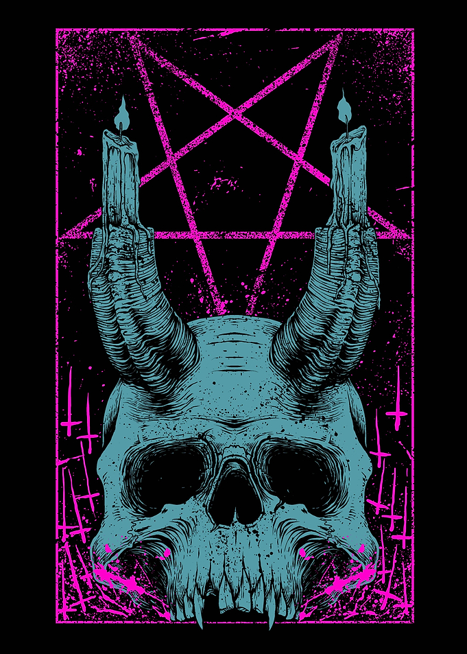Skull with Horns and Candles