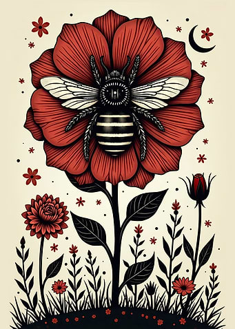 Majestic Bee on Crimson Bloom