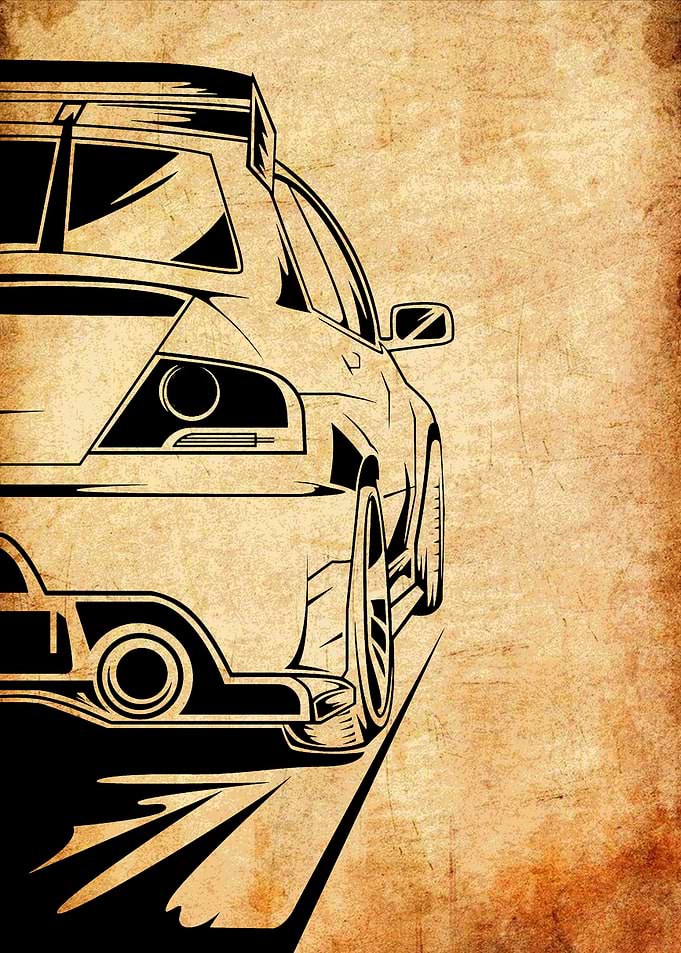 Black and White Car Illustration