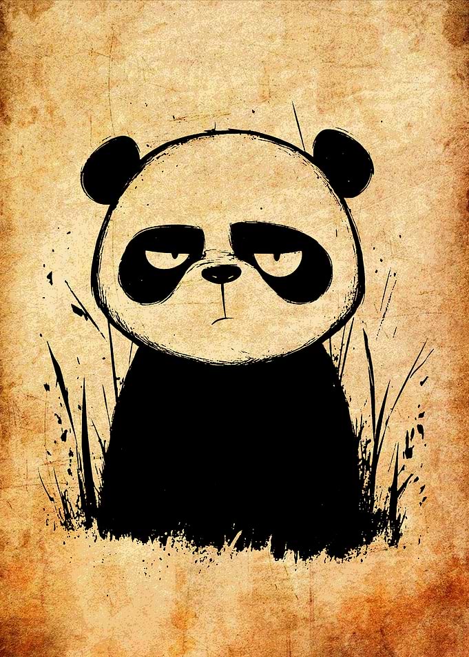 Sad Panda Illustration