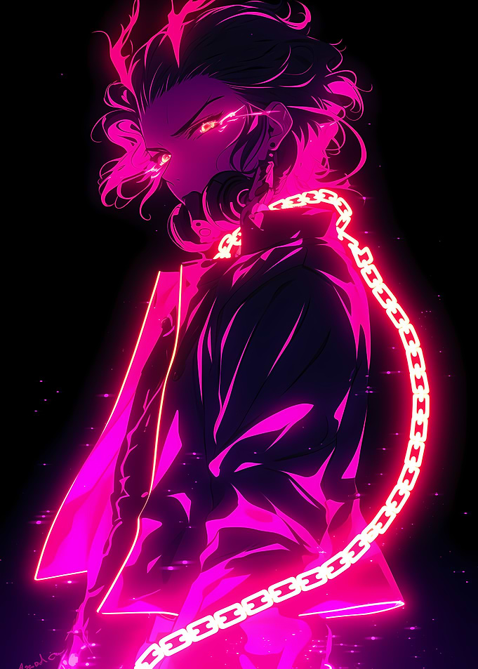 Anime Character in Neon