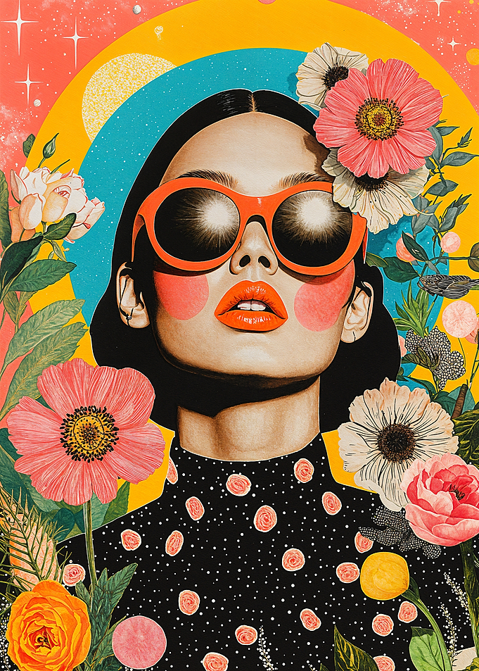 Floral Collage with Woman