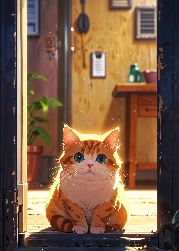 Cute Cat in Doorway