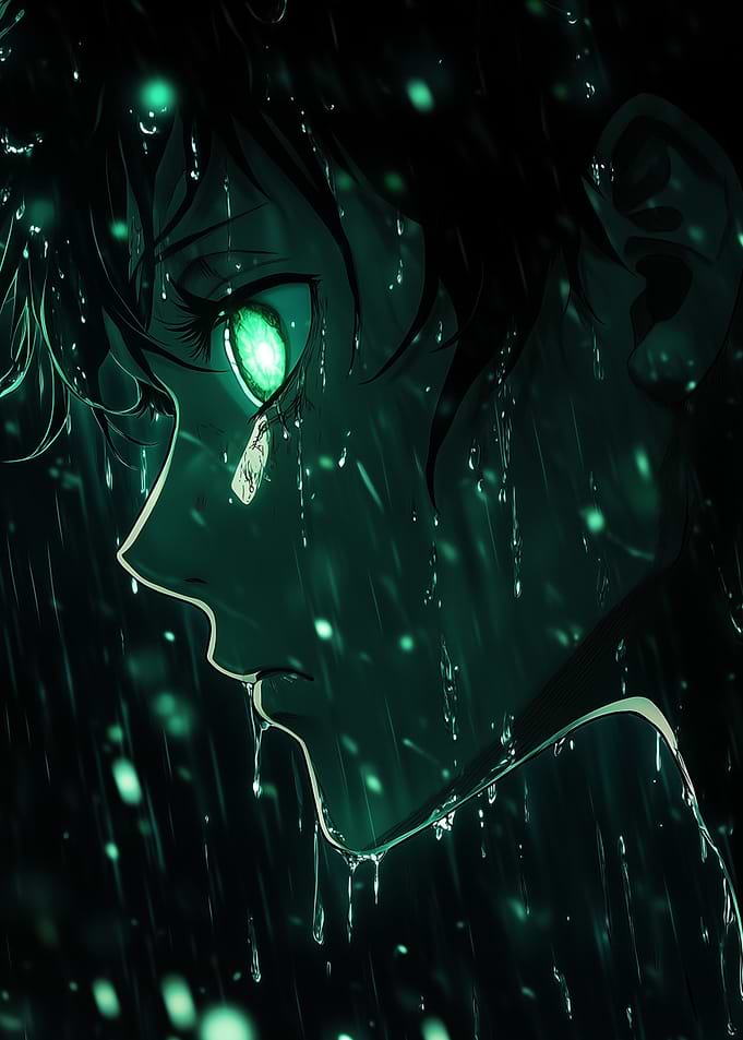 Raindrop Sorrows: Emotional Anime Art
