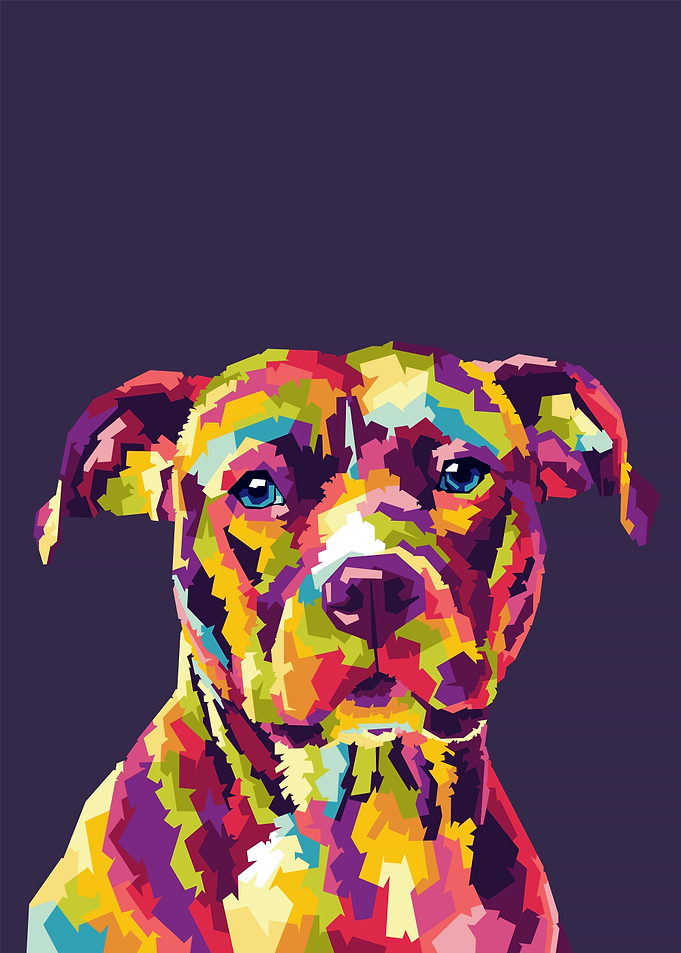 Colorful Pitbull Portrait