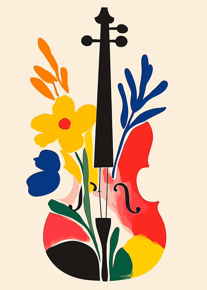 Floral Violin Art