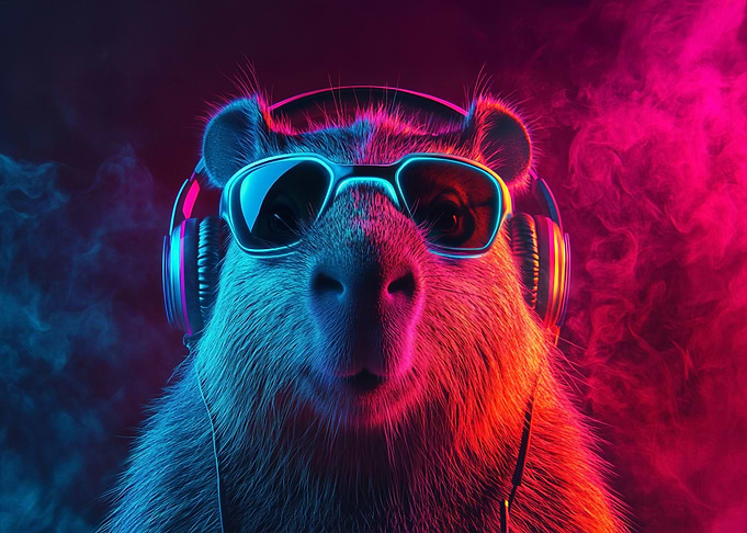 DJ Capybara with Headphones