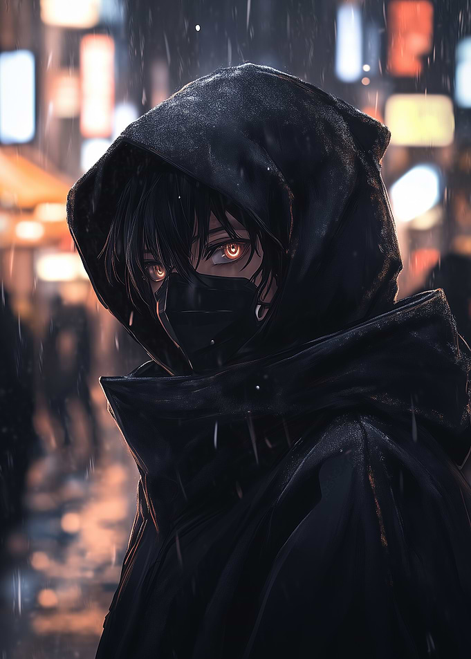 Cloaked Resolve: Mysterious Anime Art