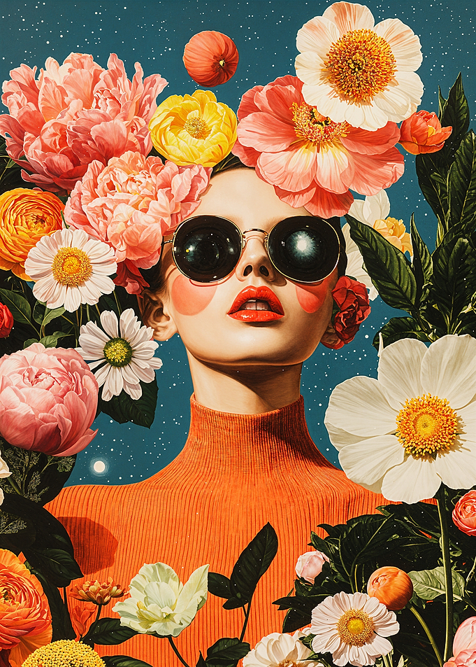 Woman in Flowers and Stars