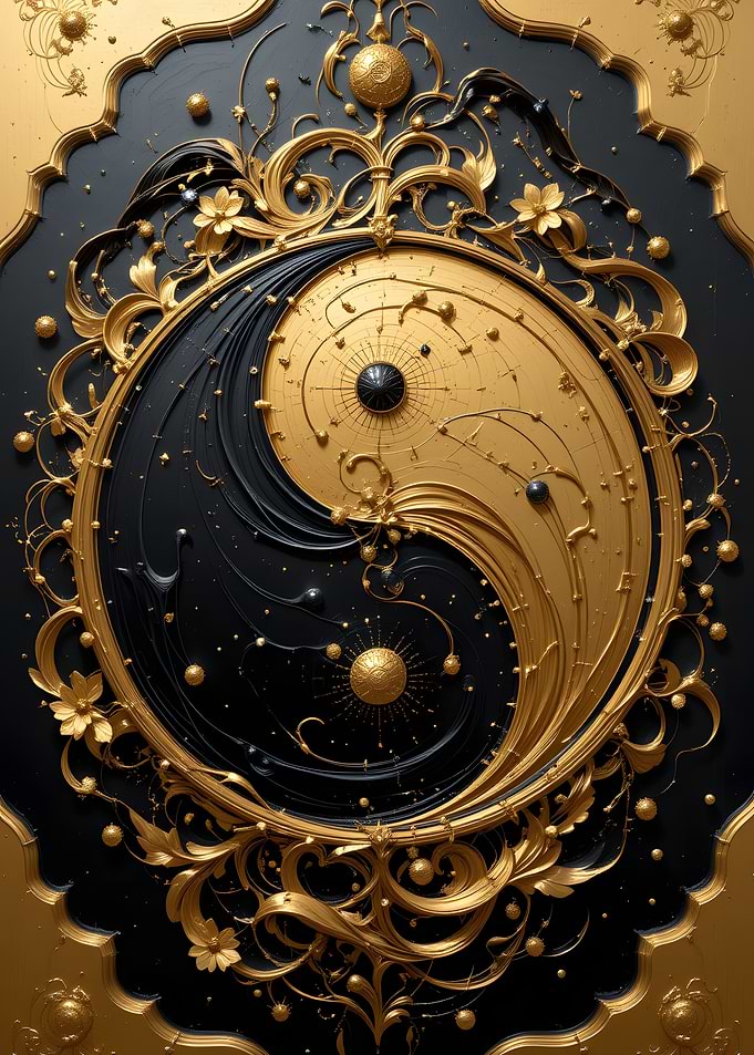 Gold Yin Yang Art