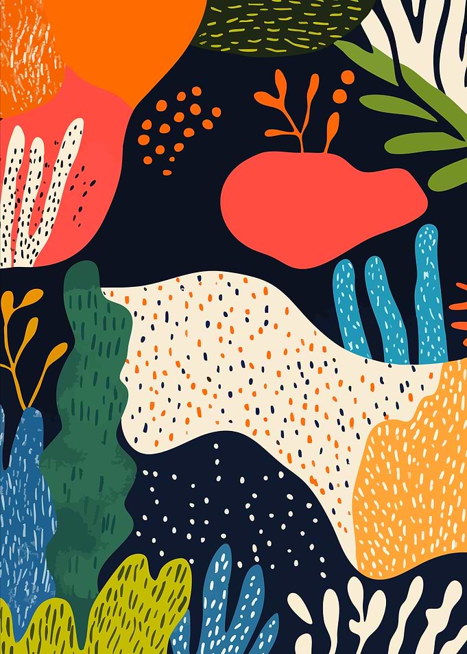 Abstract Underwater Floral Pattern Art