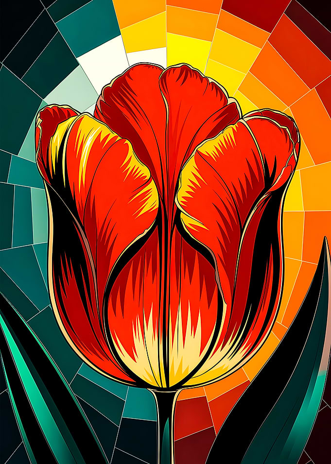 Majestic Tulip in Stained Glass Harmony