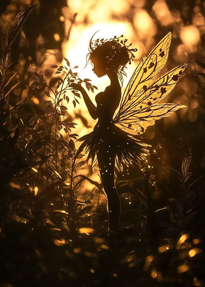 Fairy Silhouette in Forest