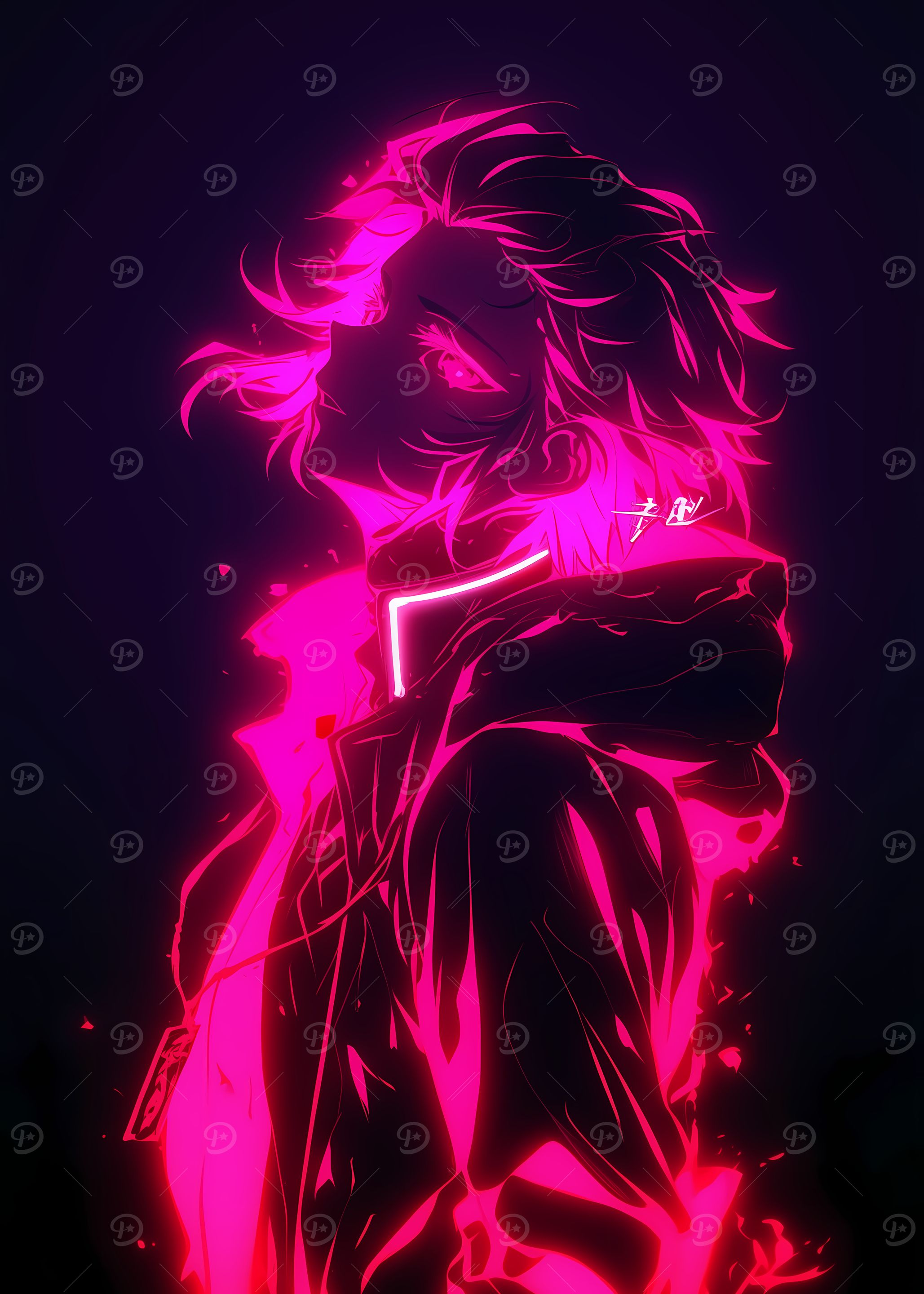 Neon Anime Character