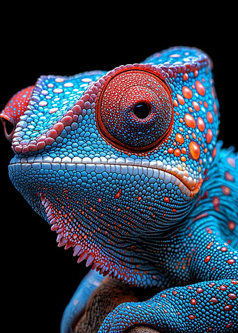 Blue Chameleon Close-Up