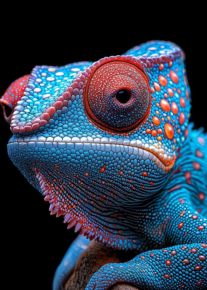 Blue Chameleon Close-Up