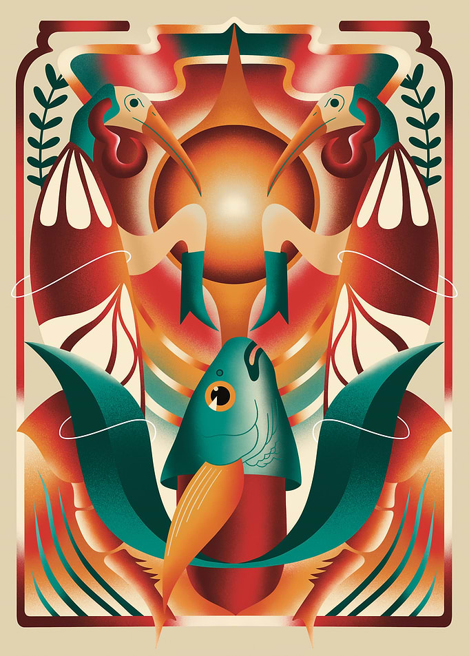 Fish and Birds Art Print