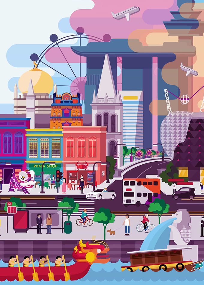 Singapore Cityscape Illustration