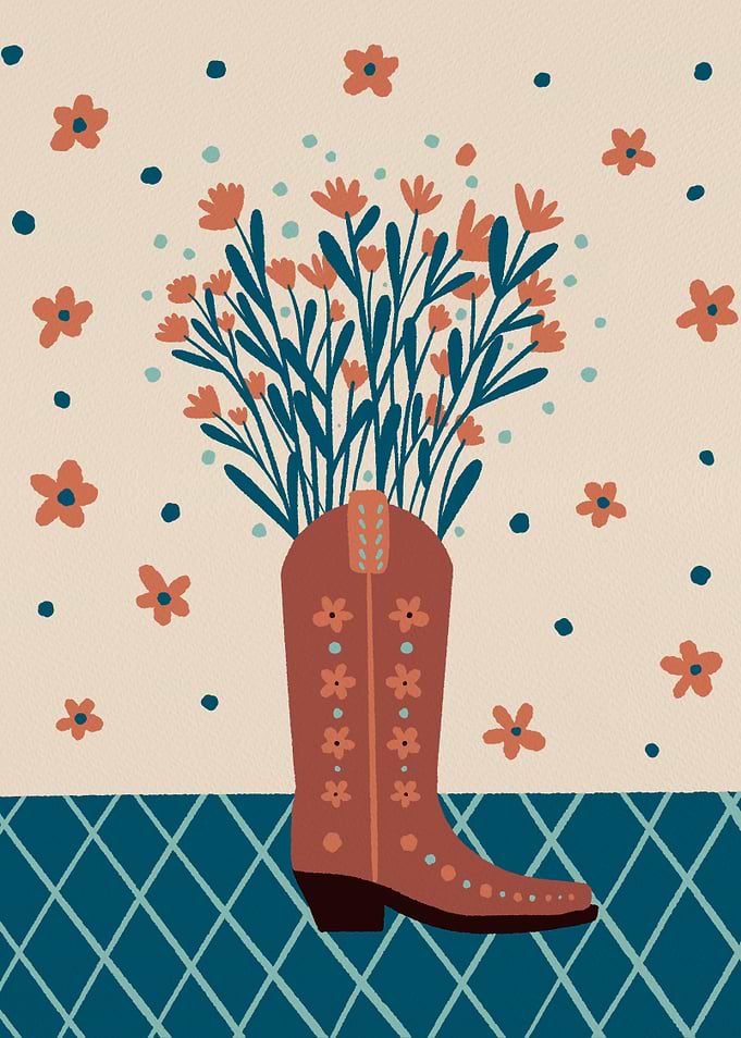 Cowboy Boot with Flowers