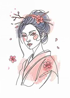 Geisha with Cherry Blossoms