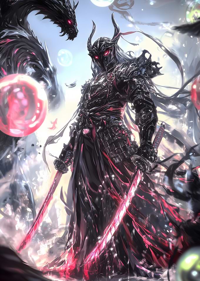 Samurai Warrior with Dragon